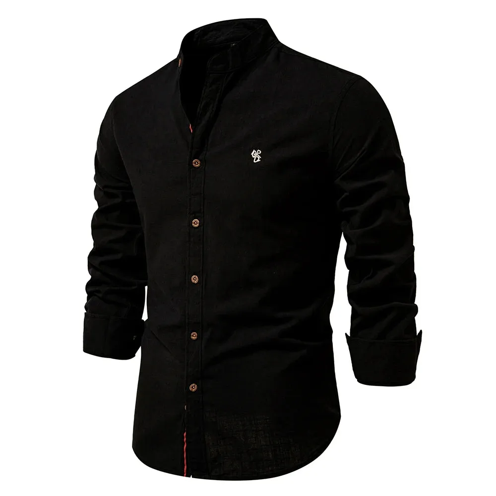 100% Cotton Social Shirt Men Solid Color Long Sleeve High Quality Brand Shirt for Men Spring Stand Casual Men's Shirts