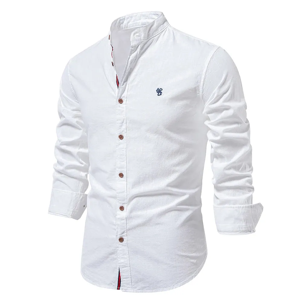 100% Cotton Social Shirt Men Solid Color Long Sleeve High Quality Brand Shirt for Men Spring Stand Casual Men's Shirts