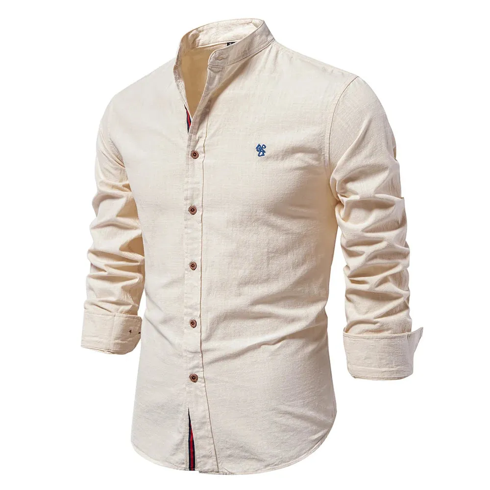 100% Cotton Social Shirt Men Solid Color Long Sleeve High Quality Brand Shirt for Men Spring Stand Casual Men's Shirts