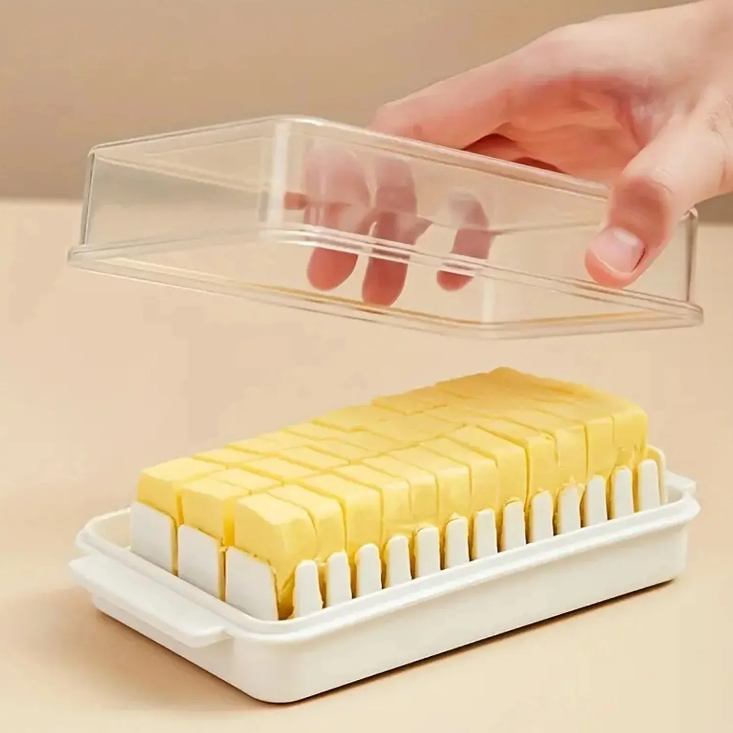 5848 Butter storage box with slicer for easy cutting,cheese butter organizer dispenser for kitchen refrigerator,Transparent plastic butter box with lid,butter cutter slicer storage tray (1 Pc)