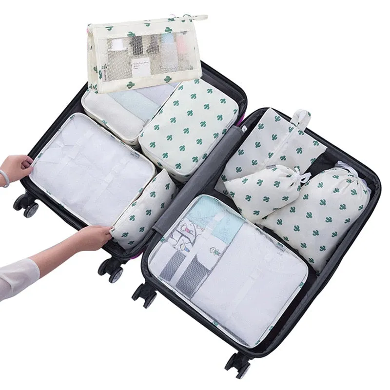 7/8/9 Piece Set Travel Storage Bags Home Foldable Toiletries Organizer For Clothes Shoe Luggage Packing Cube Suitcase Tidy Pouch