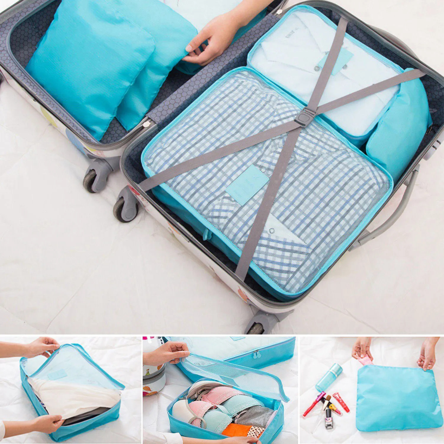 9-Piece: Clothes Storage Bags Water-Resistant Travel Luggage Organizer