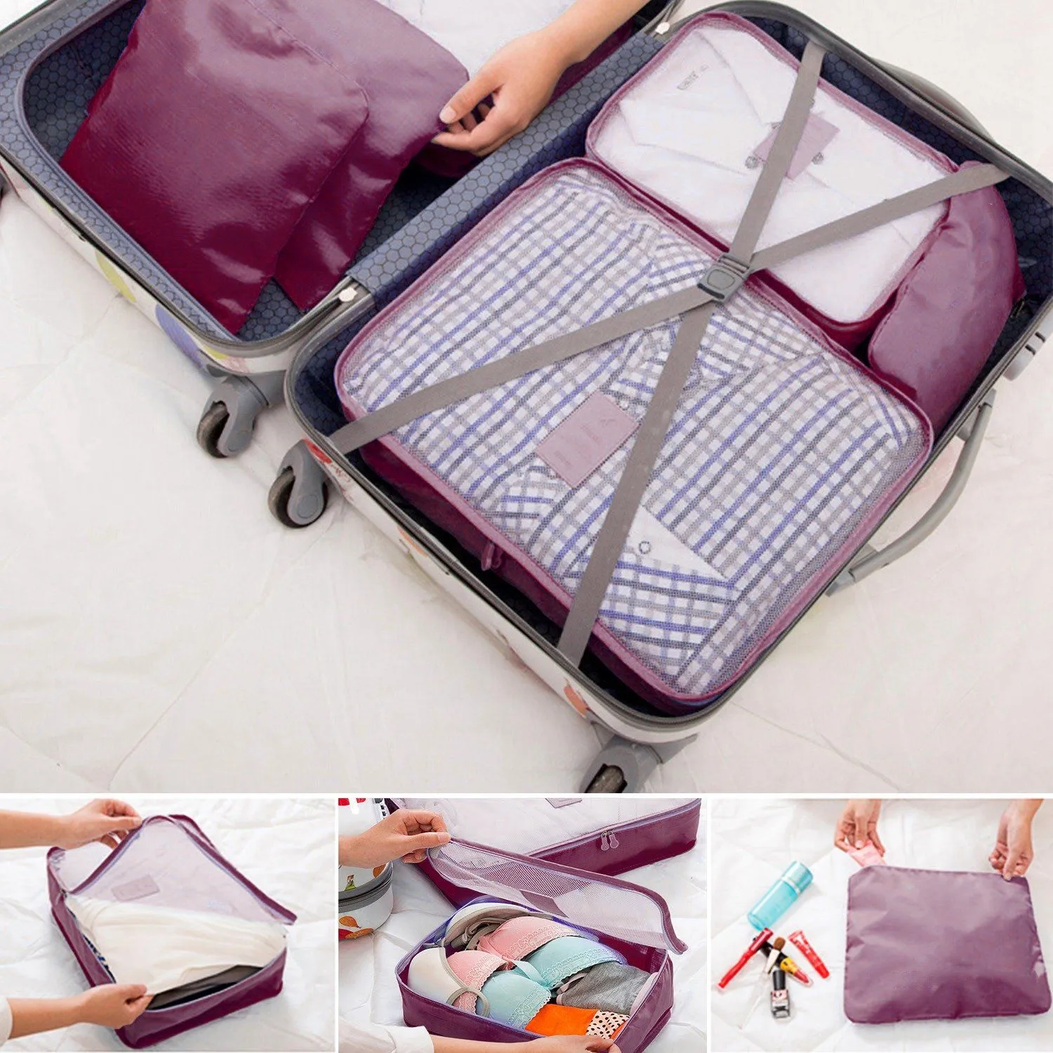 9-Piece: Clothes Storage Bags Water-Resistant Travel Luggage Organizer