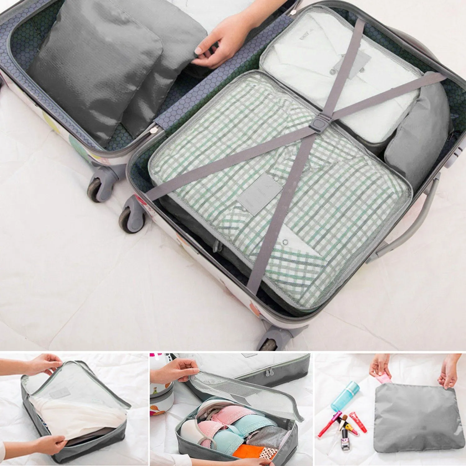 9-Piece: Clothes Storage Bags Water-Resistant Travel Luggage Organizer