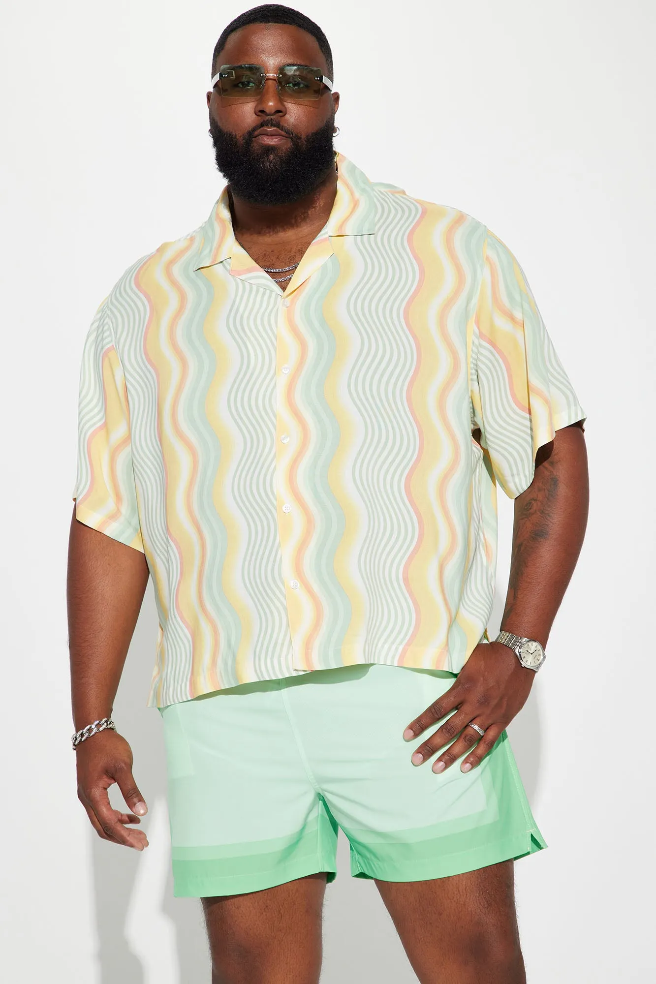 A Different Wave Short Sleeve Button Up - Multi Color