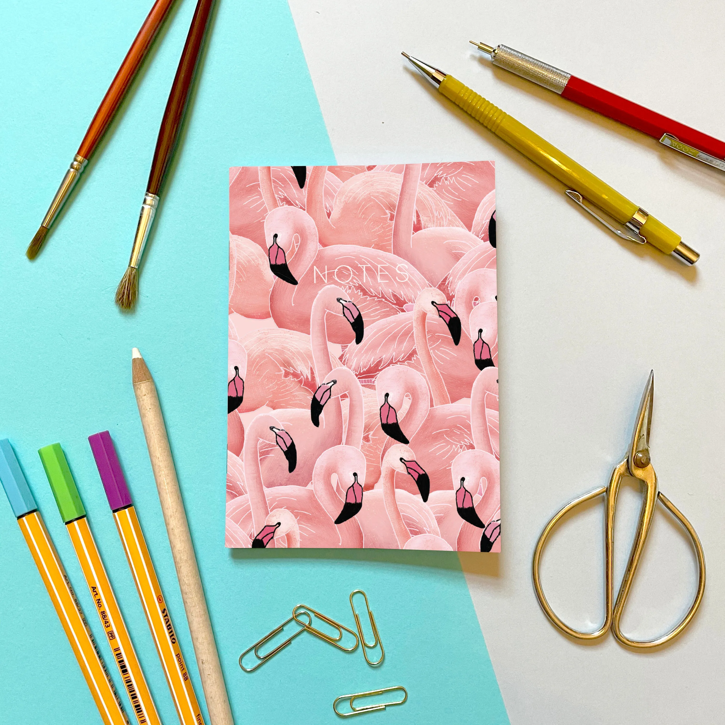 A Flamboyance of Flamingos - Mini Notebook