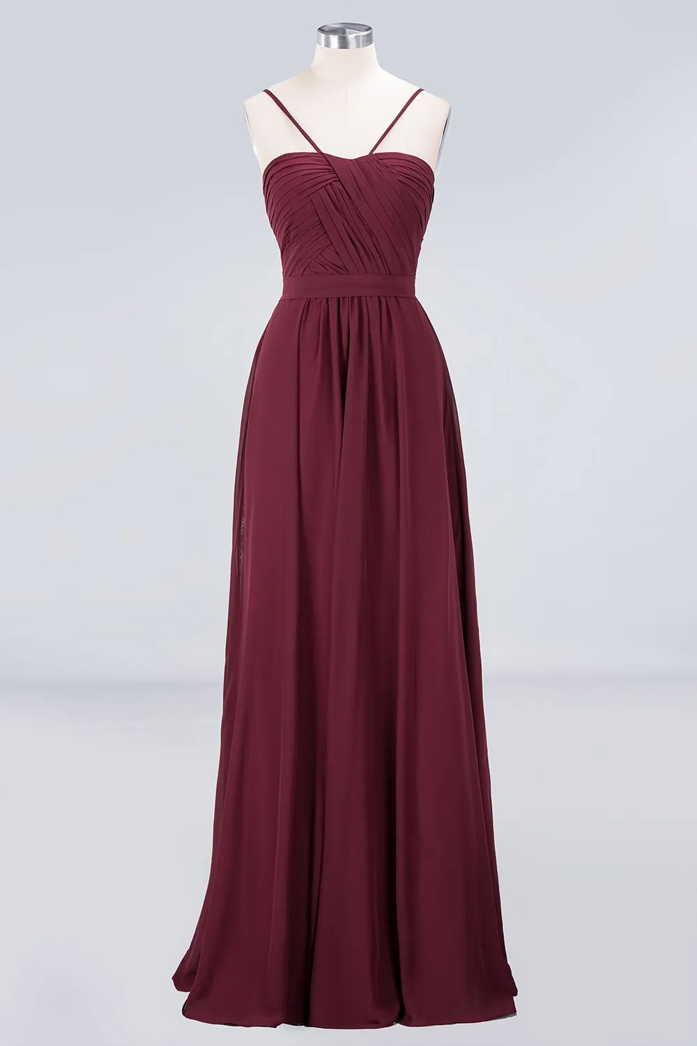 A-Line Chiffon Sweetheart Backless Long Bridesmaid Dress with Ruffles