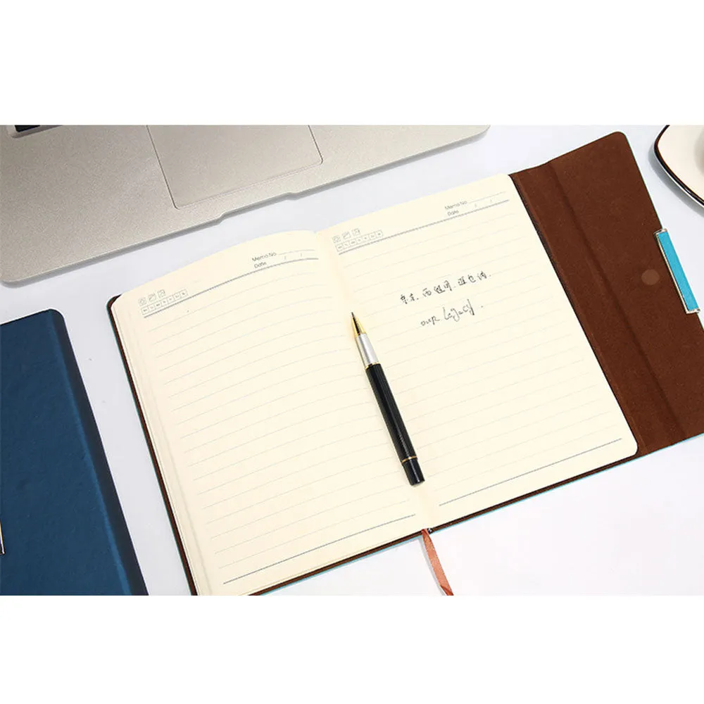 A5 Leather Tri-Fold Magnetic Buckle Notebook