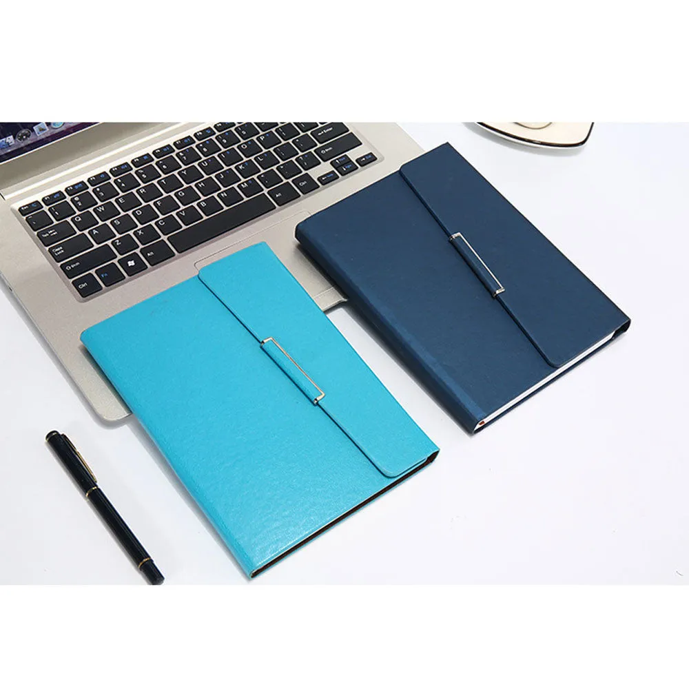 A5 Leather Tri-Fold Magnetic Buckle Notebook