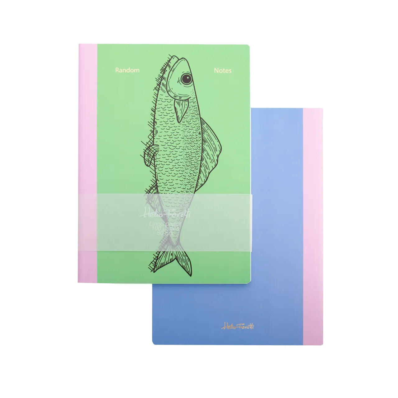 A5 Lined 'Random Notes' Pisces Notebook | Green