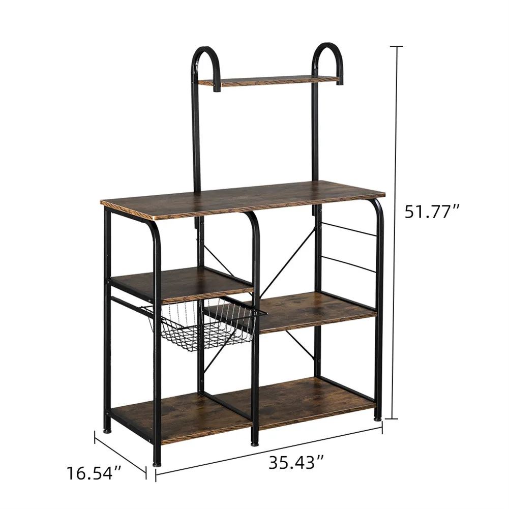 AMYOVE 4 Layers Storage Rack Adjustable Microwave Oven Rack Storage Shelves with 10 Hooks