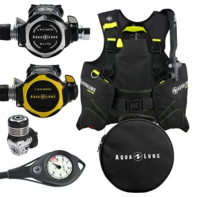 Aqualung Leg3nd Elite Regulator Set with Wave BCD and Regulator Bag Dive Package