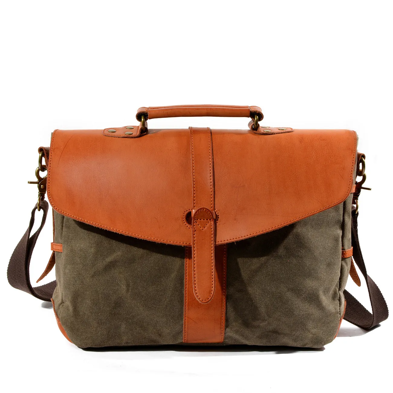 Arxus new waterproof oil wax canvas casual shoulder bag laptop bag with rub color leather briefcase