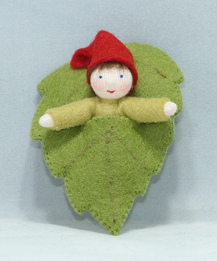 Baby Gnome in Leaf Felted Waldorf Doll - Three Skin Tones