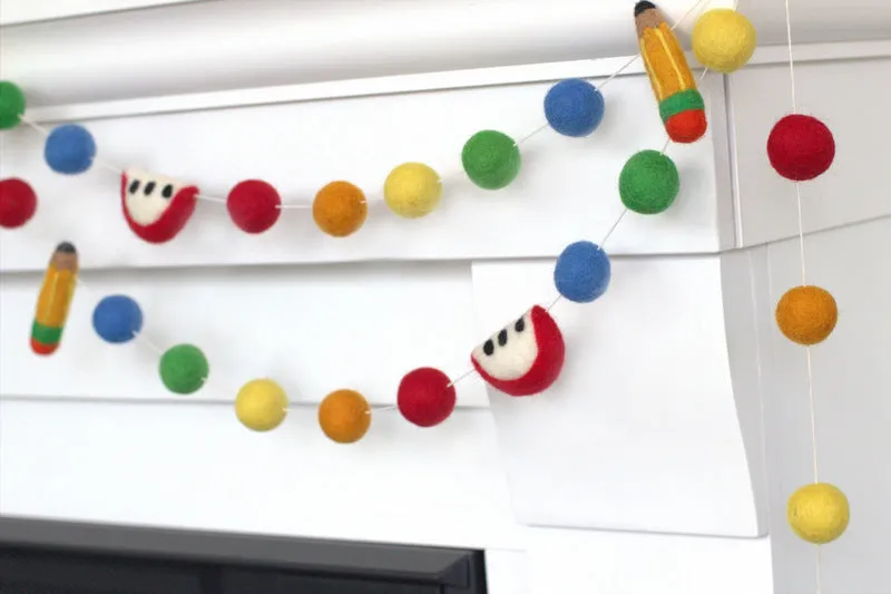 Back to School Apple & Pencil Garland- Primary Colors