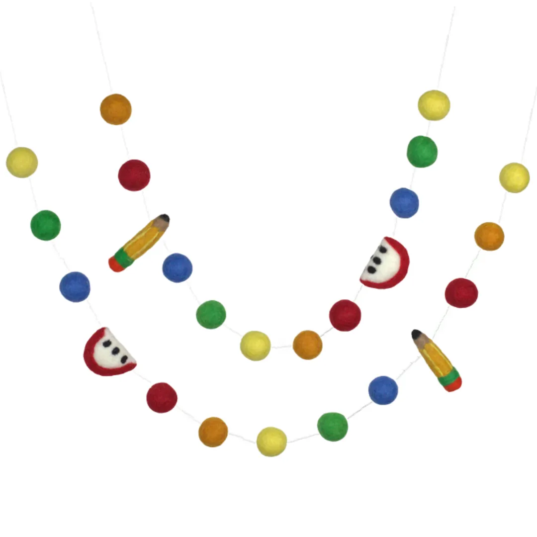 Back to School Apple & Pencil Garland- Primary Colors