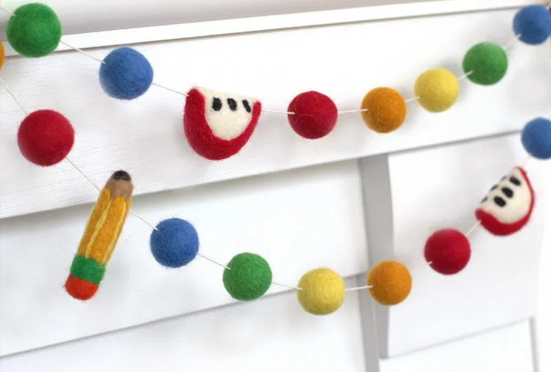 Back to School Apple & Pencil Garland- Primary Colors