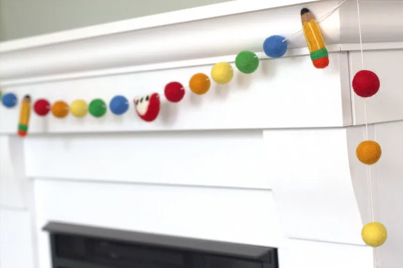 Back to School Apple & Pencil Garland- Primary Colors