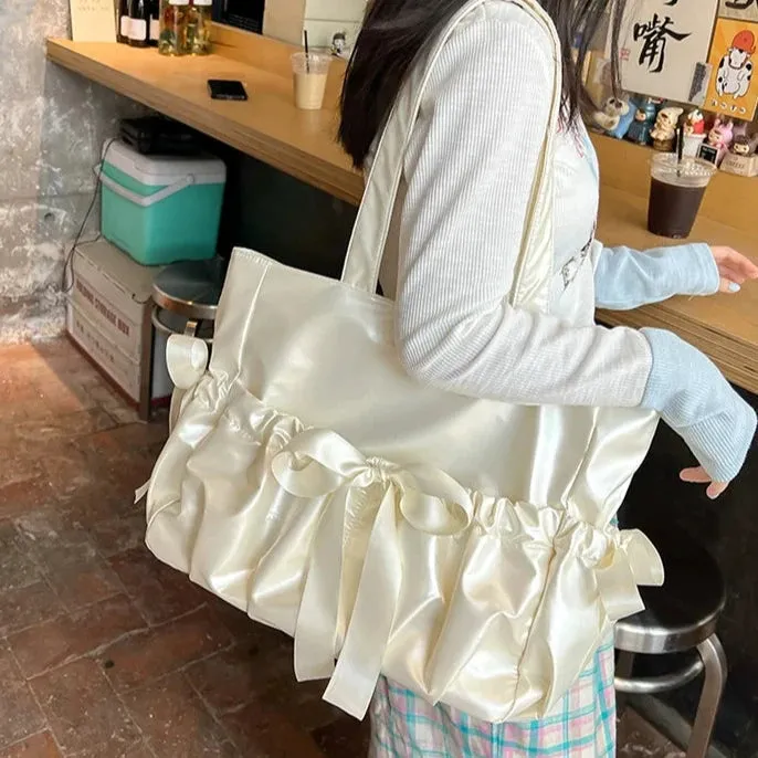 Ballet-Style Bow Large-Capacity Tote Bag - Versatile Handbag