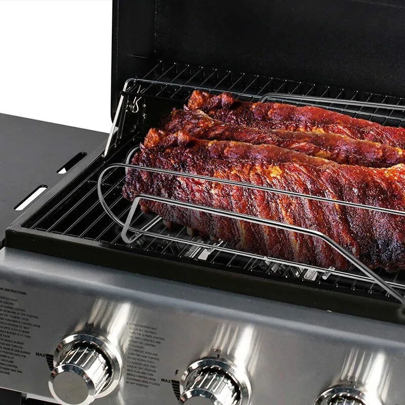 BBQ Ribs Rack for Grill l Barbecue Basket Shelf BBQ Accessory