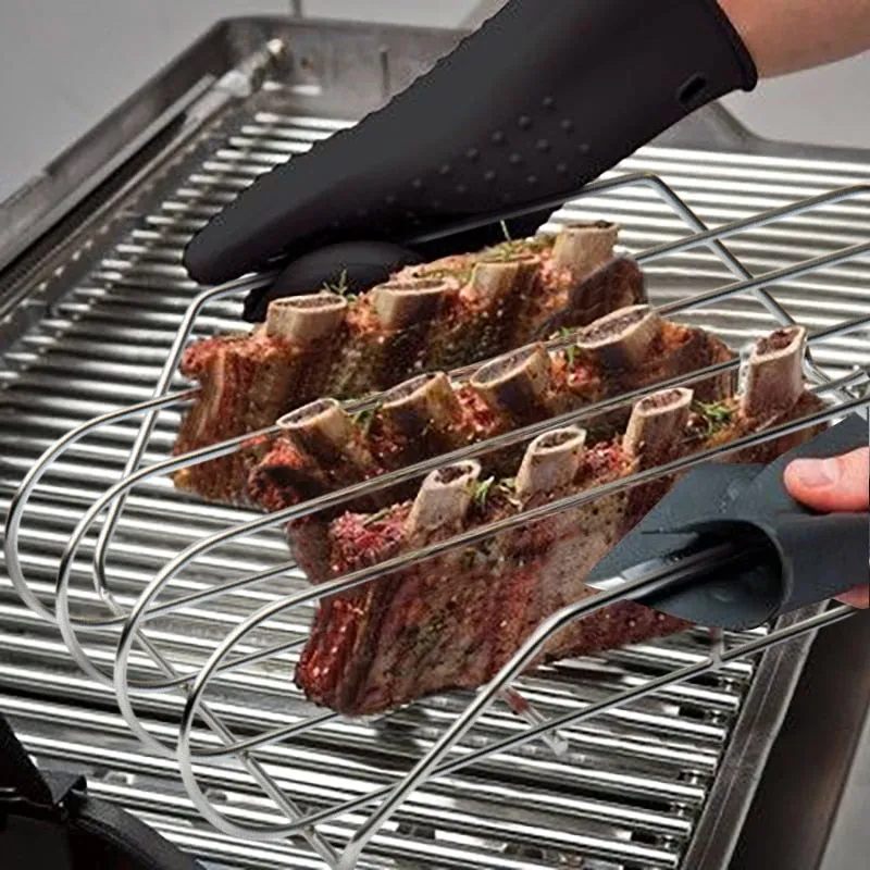 BBQ Ribs Rack for Grill l Barbecue Basket Shelf BBQ Accessory