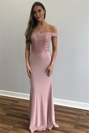 Beautiful Long Mermaid Off-the-shoulder Appliques Lace Prom Dress