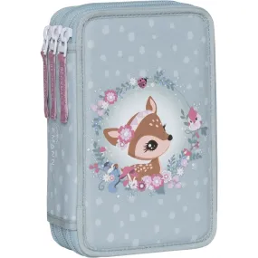 Beckmann Three Section Pencil Case Forest Deer Dusty Mint