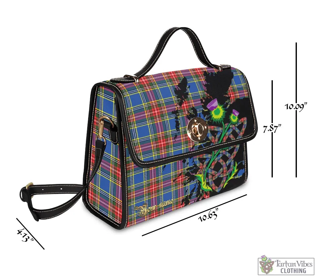 Bethune Tartan Waterproof Canvas Bag with Scotland Map and Thistle Celtic Accents