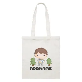 Birthday Royal Knight Boy Holding Sheild And Sword Addname White Canvas Bag