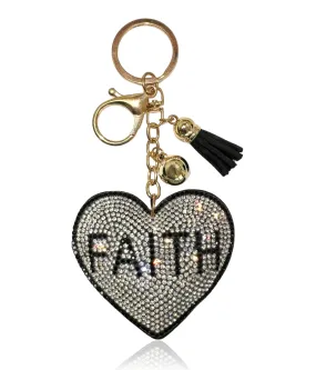 Black Felt Heart "Faith" Bag Charm