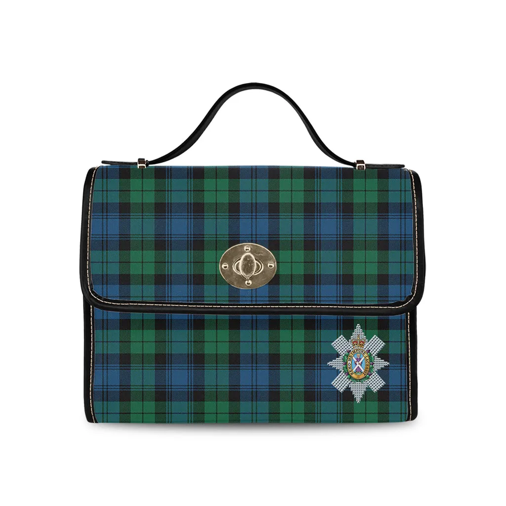 Black Watch Ancient Tartan Waterproof Canvas Bag with Family Crest