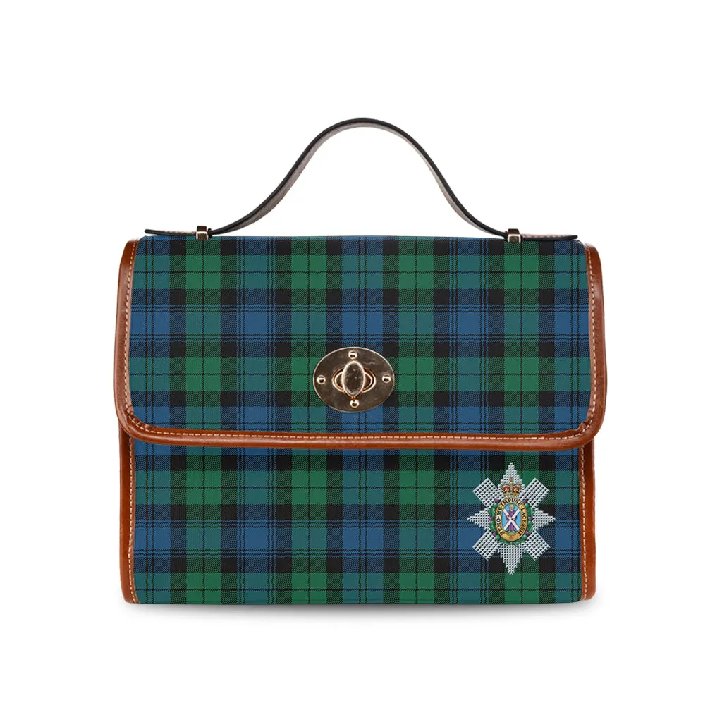 Black Watch Ancient Tartan Waterproof Canvas Bag with Family Crest