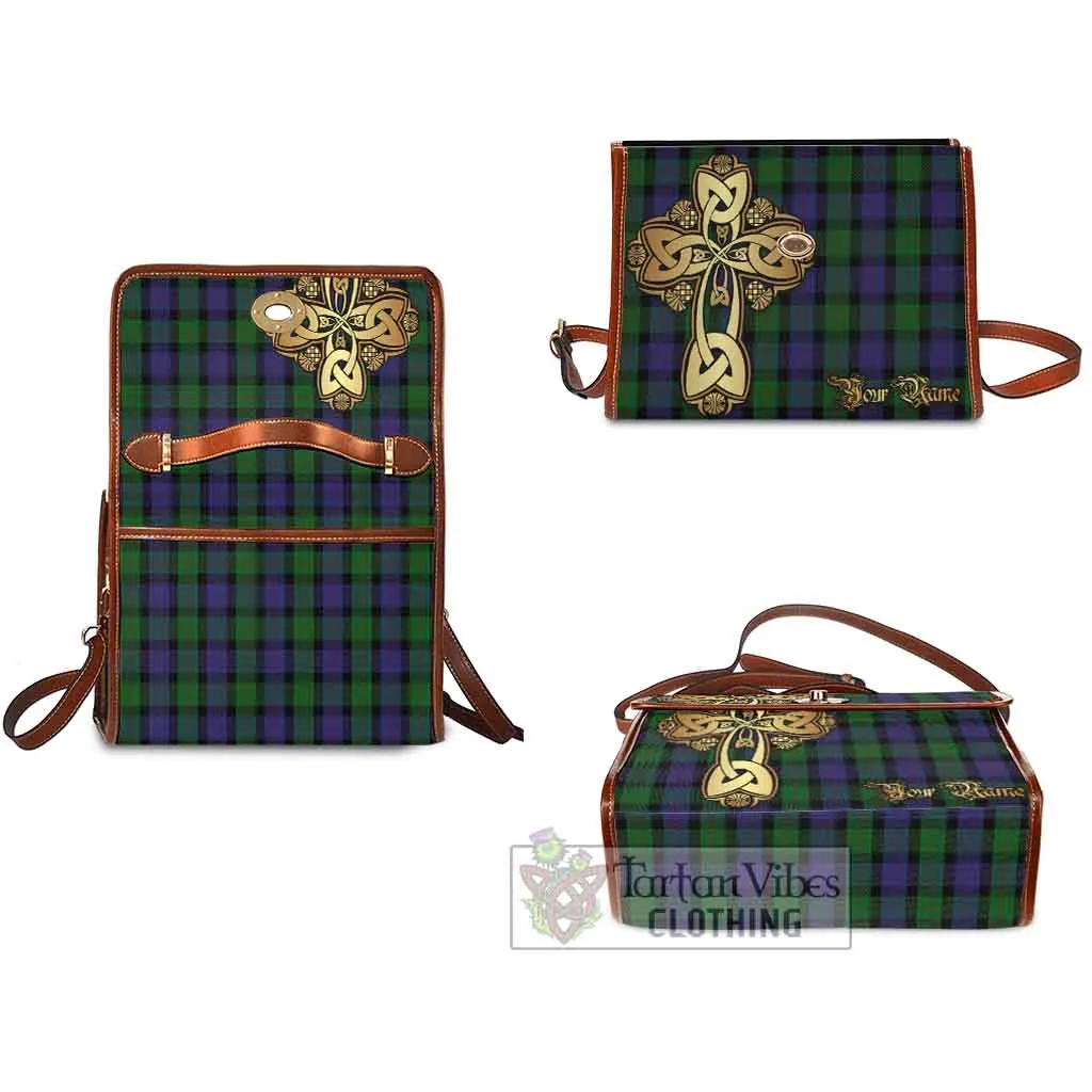 Blair Tartan Waterproof Canvas Bag Golden Thistle Celtic Cross Style