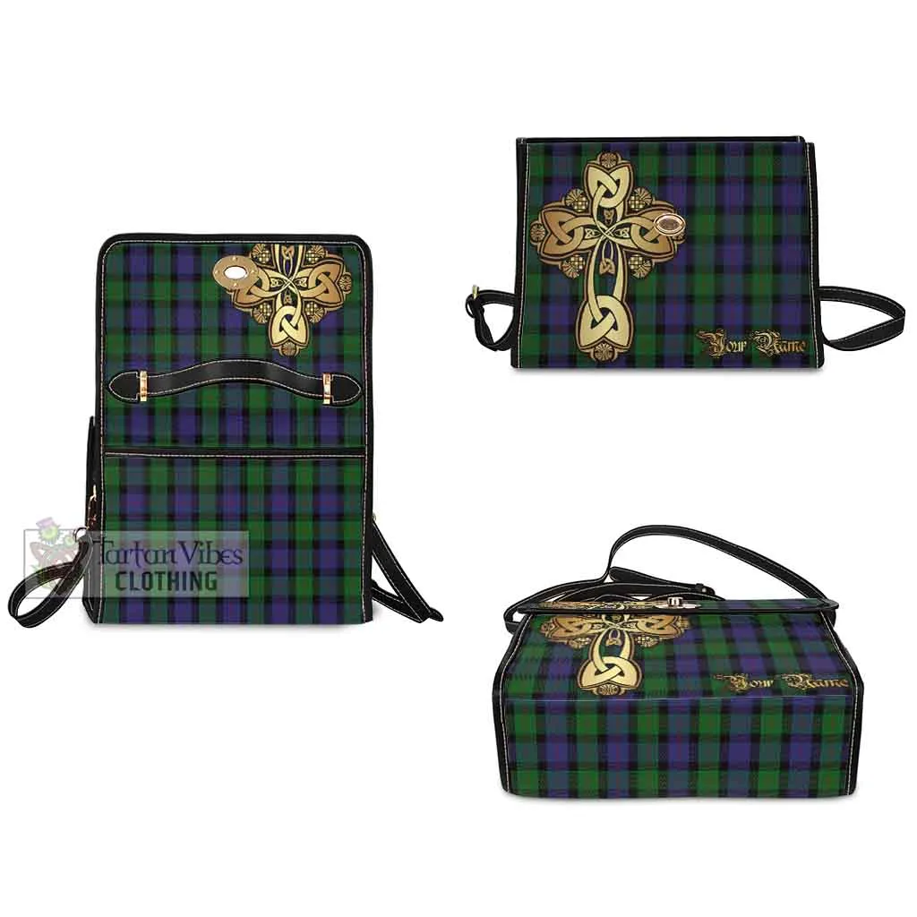 Blair Tartan Waterproof Canvas Bag Golden Thistle Celtic Cross Style