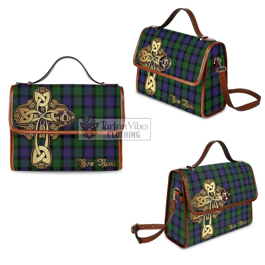 Blair Tartan Waterproof Canvas Bag Golden Thistle Celtic Cross Style