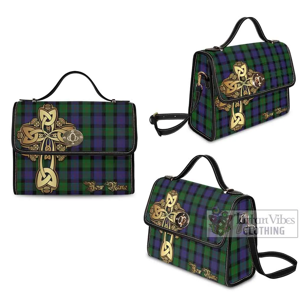 Blair Tartan Waterproof Canvas Bag Golden Thistle Celtic Cross Style