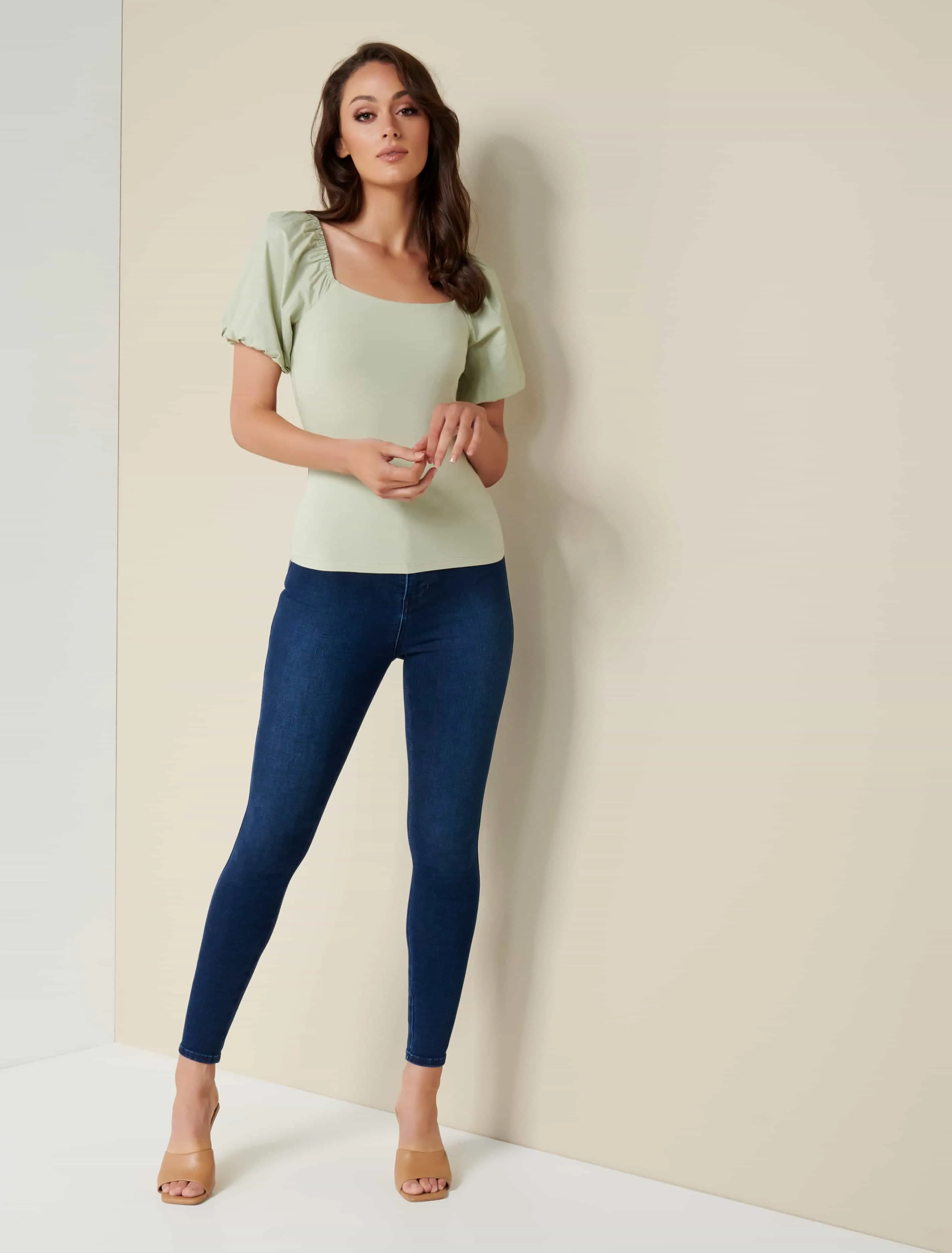 Blake Square Neck Poplin Sleeve Tee