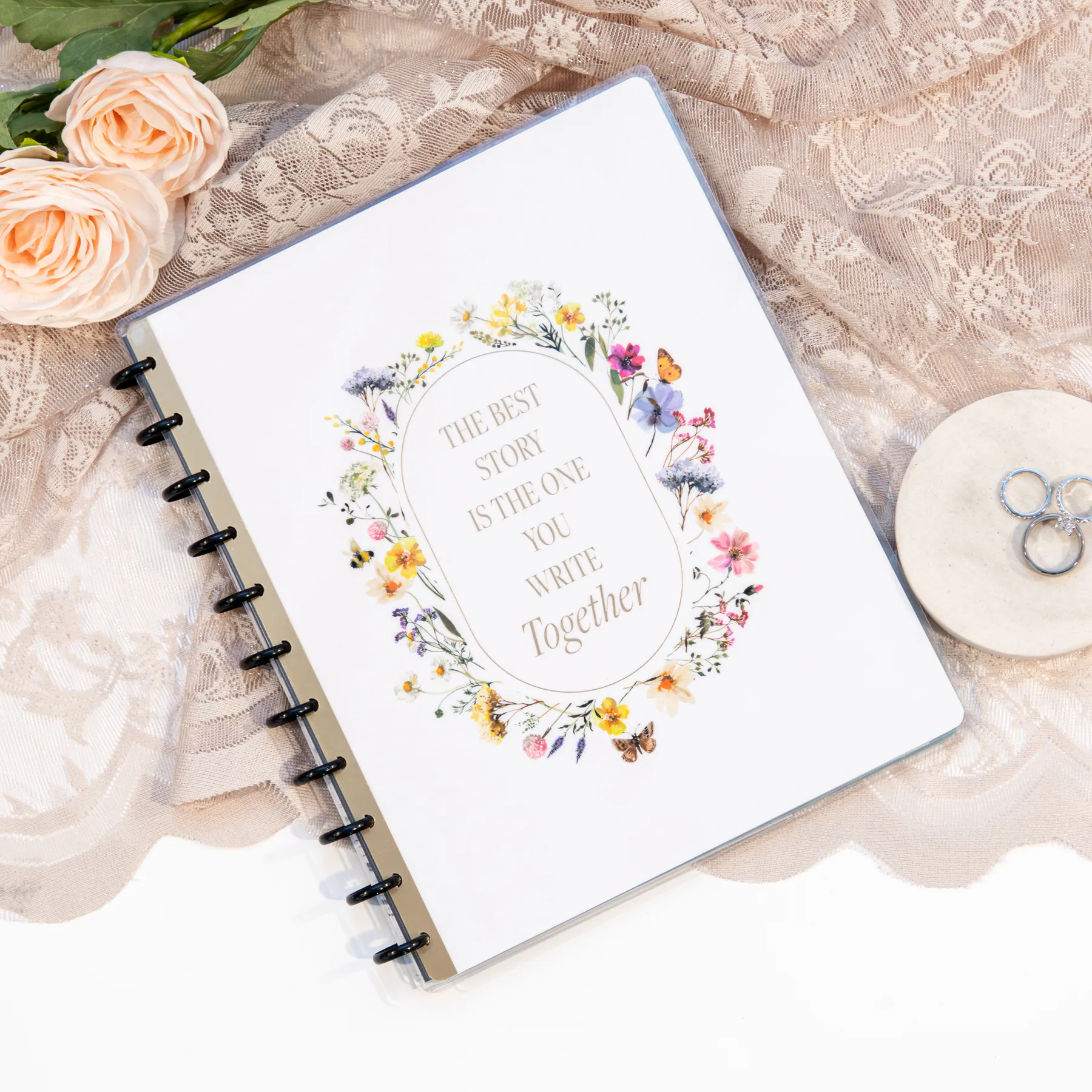 Blooming Romance Wedding - Dot Grid   Checklist Pages Notebook - 60 Sheets