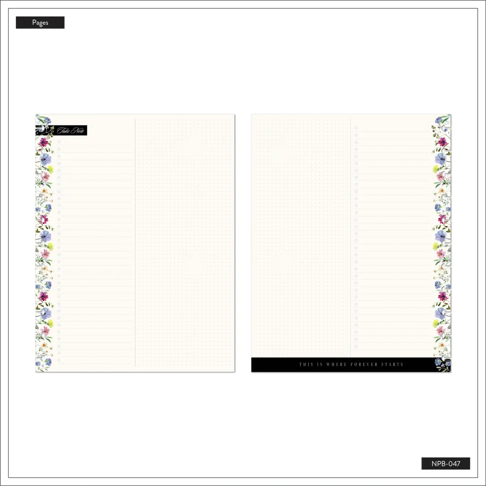 Blooming Romance Wedding - Dot Grid   Checklist Pages Notebook - 60 Sheets