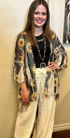 Blowing Sunflower Lace Duster