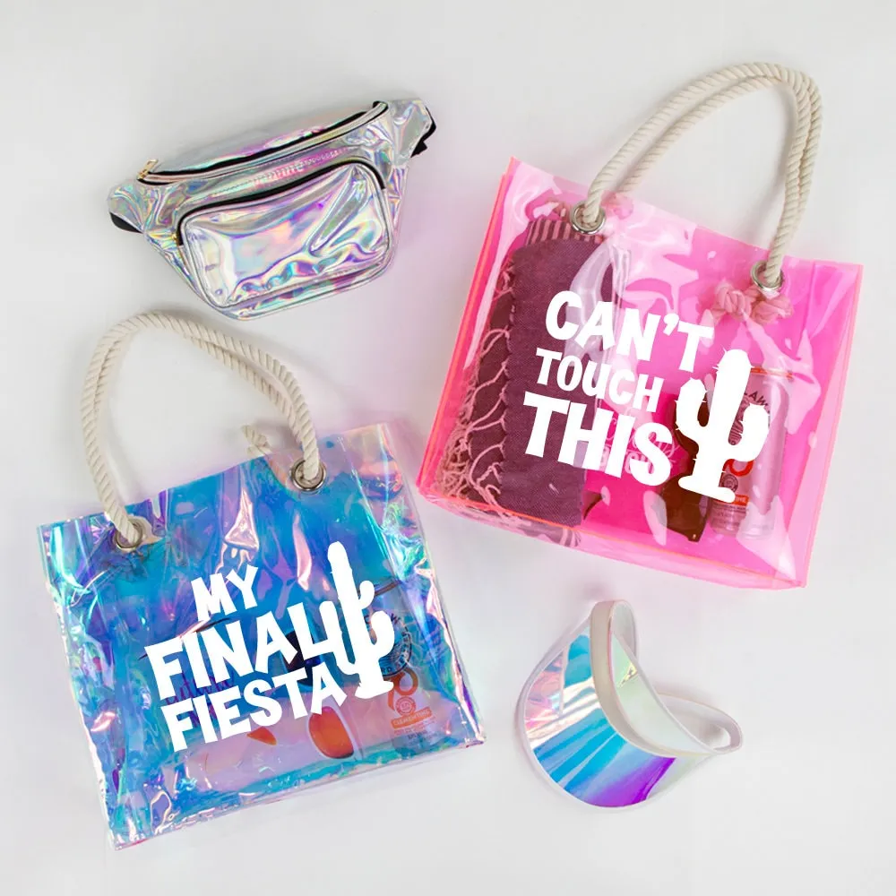 Bridal  Bridesmaid Tote Bags - Neon  Waterproof Options