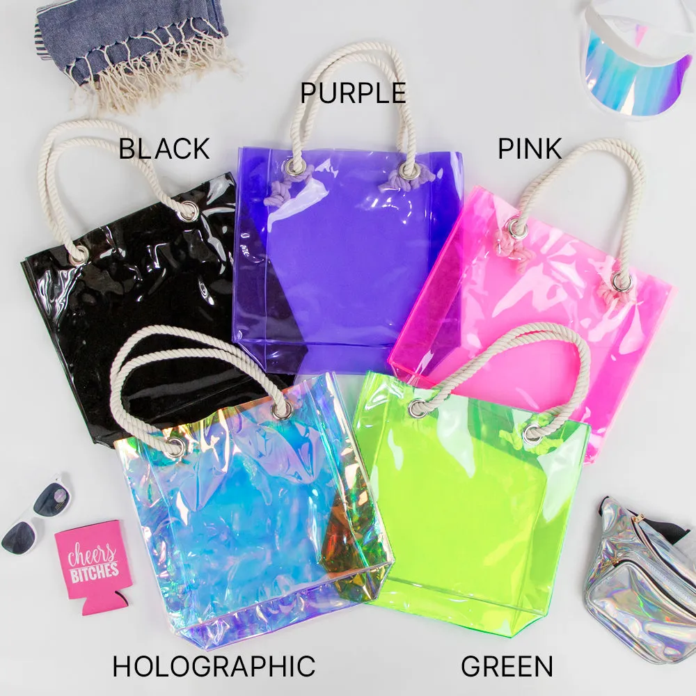 Bridal  Bridesmaid Tote Bags - Neon  Waterproof Options