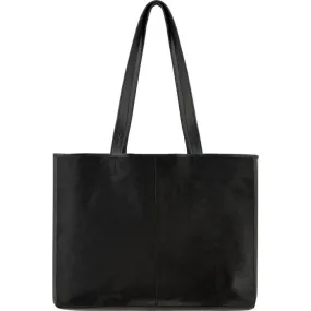 Brix   Bailey | Black Leather Hair On Hide | Horizontal Tote Bag