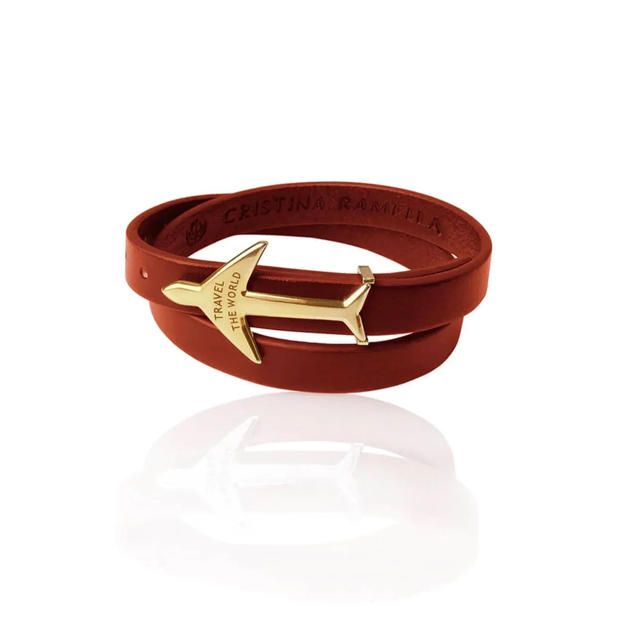 BROWN GOLD Airplane Leather Bracelet