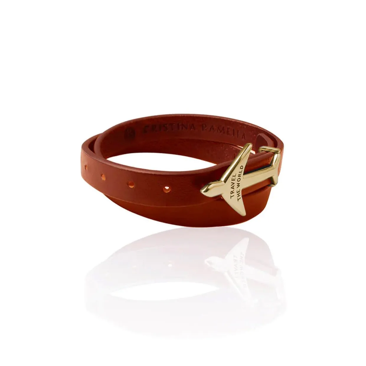 BROWN GOLD Airplane Leather Bracelet