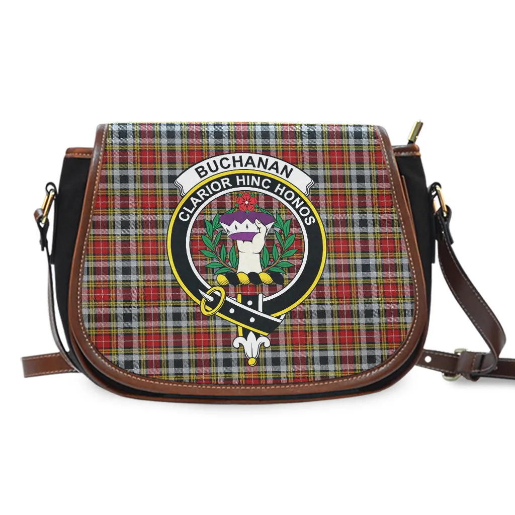 Buchanan Old Dress Tartan Saddle Bag with Family Crest