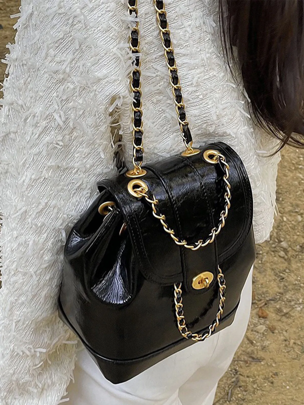 Bucket bag style Chain Backpack