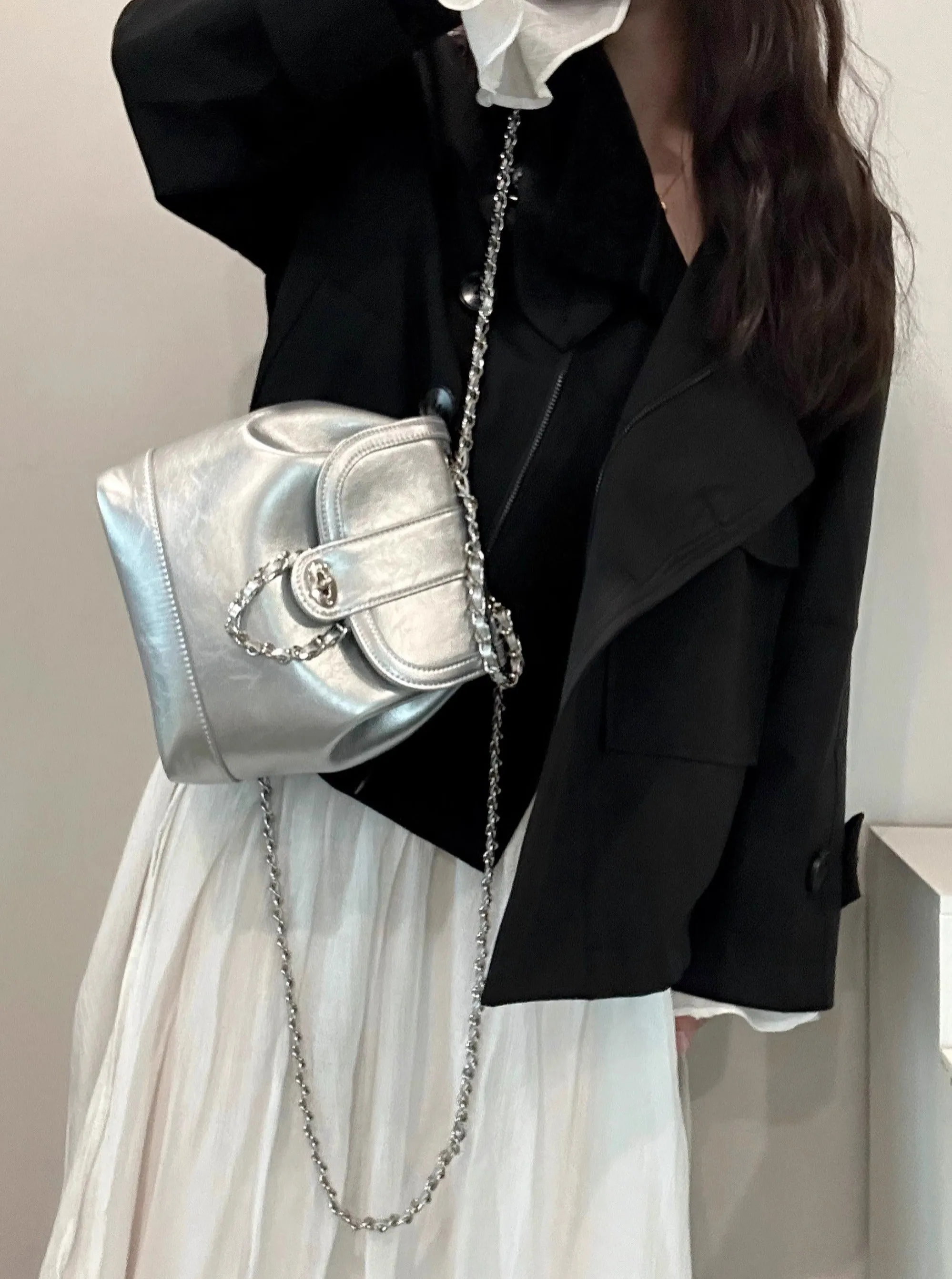 Bucket bag style Chain Backpack