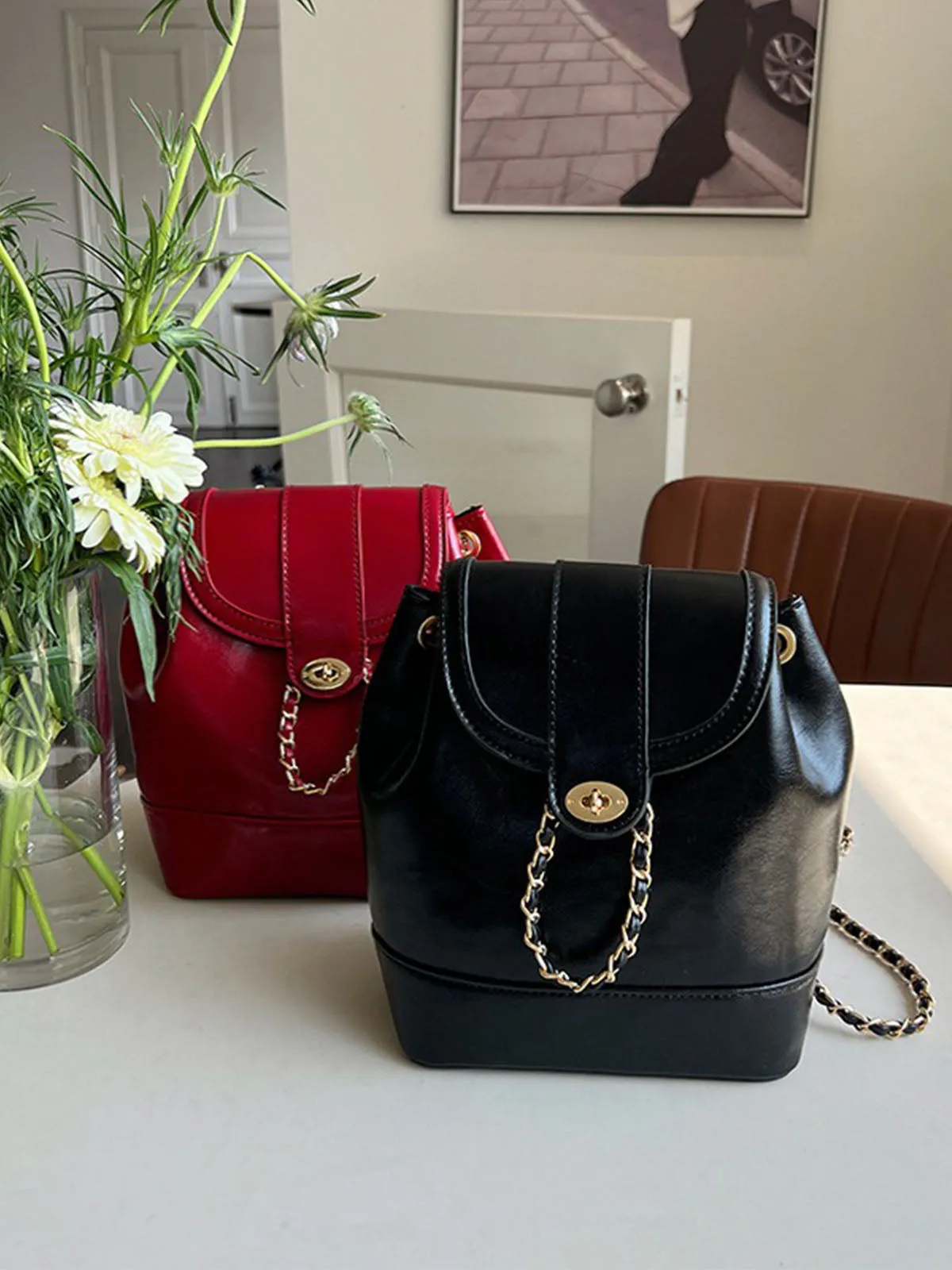 Bucket bag style Chain Backpack