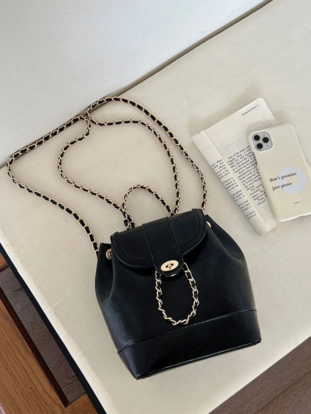 Bucket bag style Chain Backpack